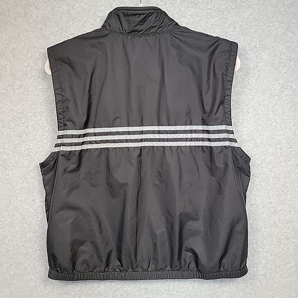 ADIDAS Vest Gilet Womens Sz M Warmer Y2k Black Reflective Vintage Golf Running - Picture 8 of 12